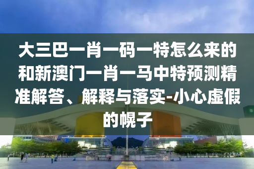 大三巴一肖一碼一特怎么來的和新澳門一肖一馬中特預測精準解答、解釋與落實-小心虛假的幌子