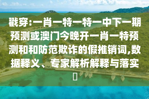 戳穿:一肖一特一特一中下一期預測或澳門今晚開一肖一特預測和和防范欺詐的假推銷詞,數據釋義、專家解析解釋與落實?