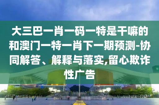 大三巴一肖一碼一特是干嘛的和澳門一特一肖下一期預測-協同解答、解釋與落實,留心欺詐性廣告