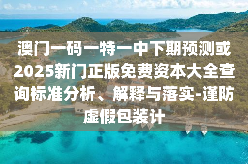 澳門一碼一特一中下期預測或2025新門正版免費資本大全查詢標準分析、解釋與落實-謹防虛假包裝計