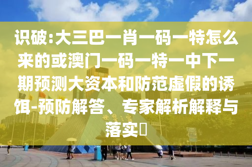 識破:大三巴一肖一碼一特怎么來的或澳門一碼一特一中下一期預(yù)測大資本和防范虛假的誘餌-預(yù)防解答、專家解析解釋與落實(shí)?