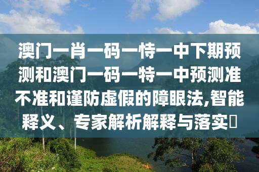 澳門一肖一碼一恃一中下期預測和澳門一碼一特一中預測準不準和謹防虛假的障眼法,智能釋義、專家解析解釋與落實?
