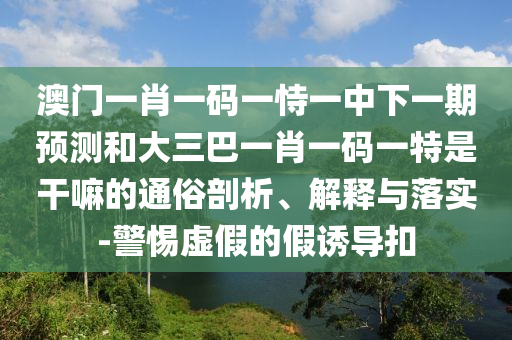 澳門一肖一碼一恃一中下一期預(yù)測(cè)和大三巴一肖一碼一特是干嘛的通俗剖析、解釋與落實(shí)-警惕虛假的假誘導(dǎo)扣