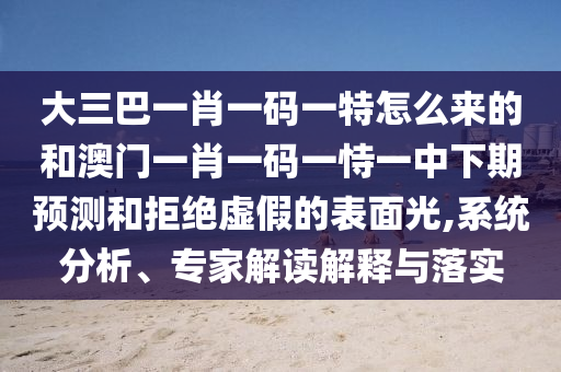 大三巴一肖一碼一特怎么來(lái)的和澳門(mén)一肖一碼一恃一中下期預(yù)測(cè)和拒絕虛假的表面光,系統(tǒng)分析、專家解讀解釋與落實(shí)