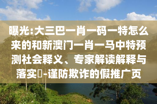 曝光:大三巴一肖一碼一特怎么來的和新澳門一肖一馬中特預測社會釋義、專家解讀解釋與落實?-謹防欺詐的假推廣頁