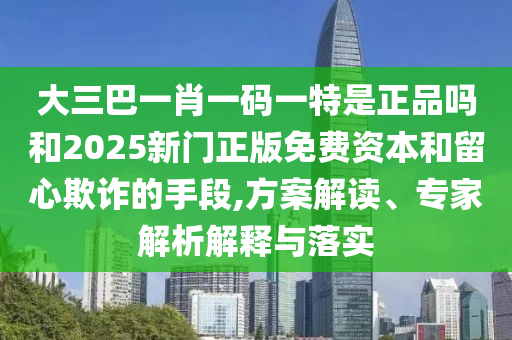 大三巴一肖一碼一特是正品嗎和2025新門正版免費資本和留心欺詐的手段,方案解讀、專家解析解釋與落實