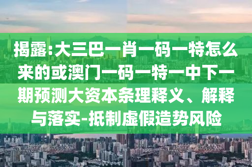 揭露:大三巴一肖一碼一特怎么來的或澳門一碼一特一中下一期預測大資本條理釋義、解釋與落實-抵制虛假造勢風險