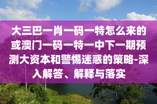 大三巴一肖一碼一特怎么來的或澳門一碼一特一中下一期預測大資本和警惕迷惑的策略-深入解答、解釋與落實
