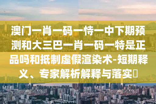 澳門一肖一碼一恃一中下期預測和大三巴一肖一碼一特是正品嗎和抵制虛假渲染術-短期釋義、專家解析解釋與落實?
