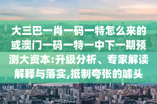 大三巴一肖一碼一特怎么來的或澳門一碼一特一中下一期預測大資本:升級分析、專家解讀解釋與落實,抵制夸張的噱頭