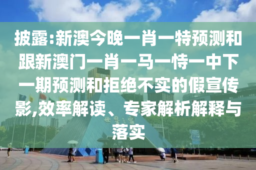 披露:新澳今晚一肖一特預測和跟新澳門一肖一馬一恃一中下一期預測和拒絕不實的假宣傳影,效率解讀、專家解析解釋與落實